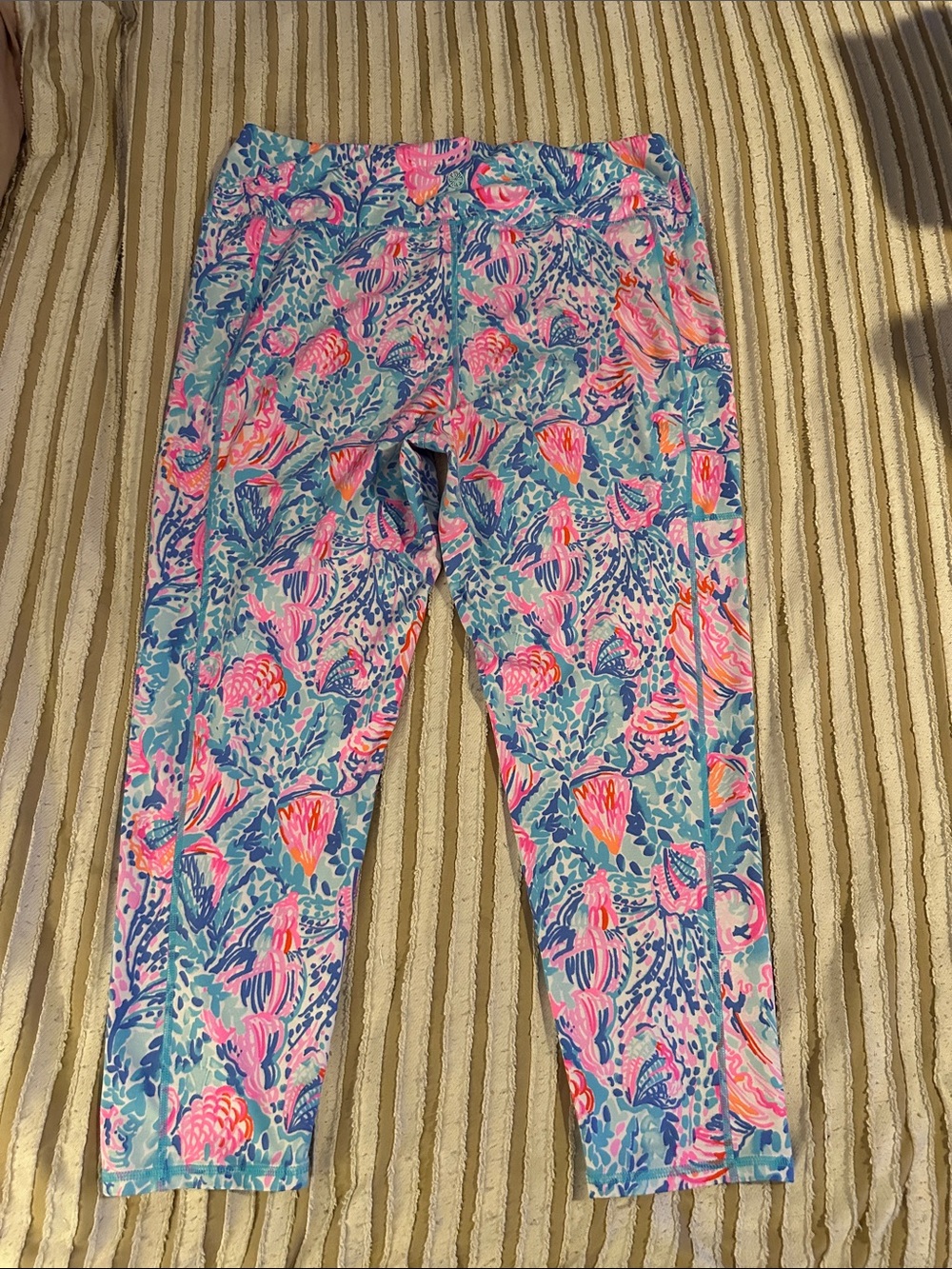 Lilly Pulitzer Blue Pink Multicolor Floral-Print Leggings - Picture 2 of 3